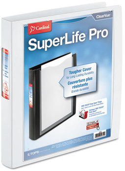 Cardinal® SuperLife™ Pro Easy Open® ClearVue™ Locking Slant-D® Ring Binder,  1", 11 x 8 1/2, White