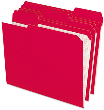 Pendaflex® Double-Ply Reinforced Top Tab Colored File Folders,  1/3 Cut, Letter, Red, 100/Box