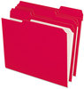 A Picture of product PFX-R15213RED Pendaflex® Double-Ply Reinforced Top Tab Colored File Folders,  1/3 Cut, Letter, Red, 100/Box