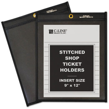 C-Line® Stitched Shop Ticket Holders,  Stitched, One Side Clear, 75", 9 x 12, 25/BX
