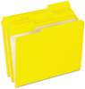 A Picture of product PFX-R15213YEL Pendaflex® Double-Ply Reinforced Top Tab Colored File Folders,  1/3 Cut, Letter, Yellow, 100/Box