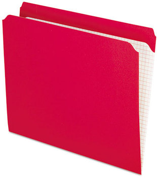 Pendaflex® Double-Ply Reinforced Top Tab Colored File Folders,  Straight Cut, Letter, Red, 100/Box