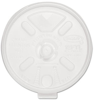 Dart® Lift n' Lock Plastic Hot Cup Lids,  10-14oz Cups, Translucent, 100/Sleeve, 10 Sleeves/Carton
