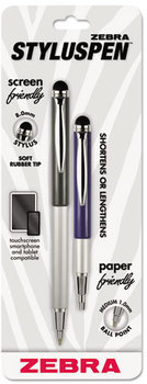 Zebra StylusPen Telescopic Ballpoint Pen/Stylus,  Black Ink, Blue/Gray Barrel