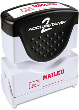 ACCUSTAMP2® Pre-Inked Shutter Stamp with Microban®,  Red, MAILED, 1 5/8 x 1/2