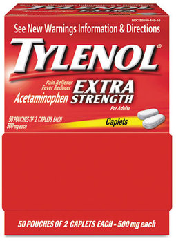 Tylenol® Extra Strength Caplets—Two Pack,  Two-Pack, 50 Packs/Box