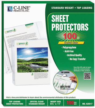 C-Line® Specialty Sheet Protector,  Clear, Polypropylene, 2", 11 x 8 1/2, 100/BX