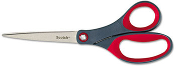 Scotch® Precision Scissors 8" Long, 3.13" Cut Length, Gray/Red Straight Handle
