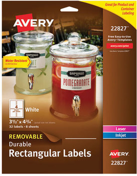 Avery® Removable Durable White Rectangle Labels with Sure Feed® Technology Print-to-the-Edge w/ 3.5 x 4.75, 32/Pack