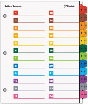 Cardinal® OneStep® Printable Table of Contents and Dividers - Double Column,  24-Tab, 11 x 8 1/2, Multicolor