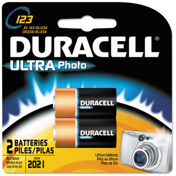 Duracell® Ultra High-Power Lithium Batteries,  123, 3V, 2/Pack