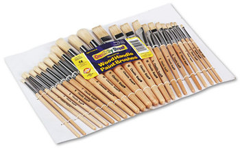 Creativity Street® Preschool Brush Set,  Sizes 1-12, Natural Bristle, Flat; Round, 24/Set