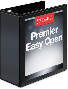 Cardinal® Premier Easy Open® ClearVue™ Locking Slant-D® Ring Binder,  4" Cap, 11 x 8 1/2, Black