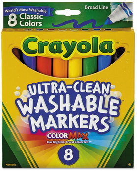 Crayola® Ultra-Clean Washable™ Classic Markers,  Broad Point, Classic Colors, 8/Pack