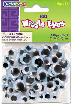 Creativity Street® Wiggle Eyes Assortment,  Assorted Sizes, Black, 100/Pack
