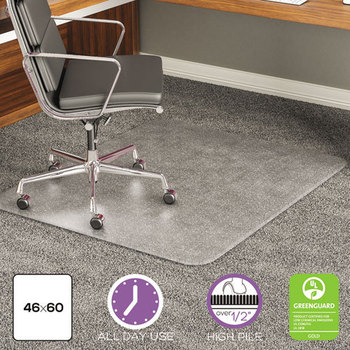 deflecto® ExecuMat® Intensive All Day Use Chair Mat for Plush, High Pile Carpeting,  46 x 60, Clear