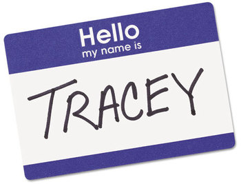 Avery® Printable Adhesive Name Badges 3.38 x 2.33, Blue "Hello", 100/Pack
