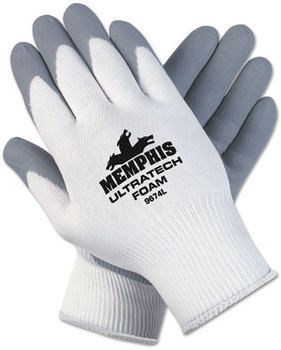Memphis™ Ultra Tech® Foam Nitrile Gloves,  Large, White/Gray, Pair