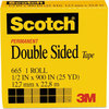 A Picture of product MMM-66512900 Scotch® Double-Sided Tape 1" Core, 0.5" x 75 ft, Clear