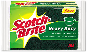 Scotch-Brite™ Heavy-Duty Scrub Sponge,  4 1/2 x 2 7/10 x 3/5 Green/Yellow, 3/Pack