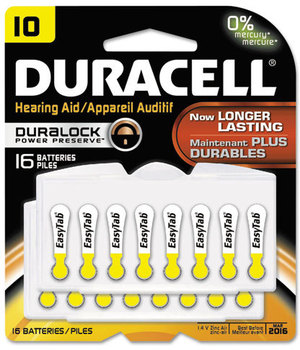 Duracell® Button Cell Hearing Aid Battery, #10, 16/Pk