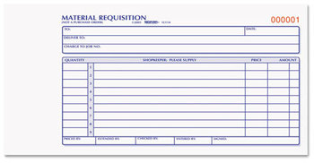 Rediform® Material Requisition Book,  4 1/4 x 7 7/8, Two-Part Carbonless, 50-Set Book