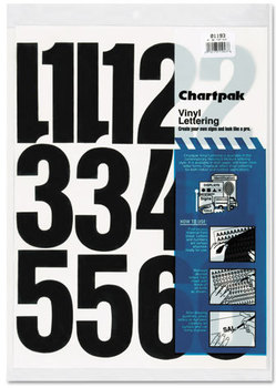 Chartpak® Press-On Vinyl Letters & Numbers,  Self Adhesive, Black, 4"h, 23/Pack