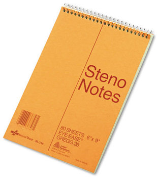 National® Standard Spiral Steno Book,  Gregg Rule, 6 x 9, Green, 80 Sheets
