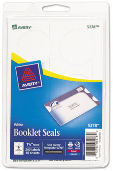 Avery® Printable Mailing Seals 1.5" dia, White, 6/Sheet, 40 Sheets/Pack