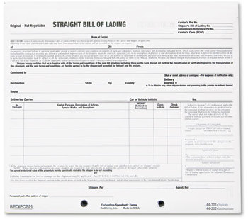 Rediform® Snap-A-Way® Bill of Lading, Short Form,  8 1/2 x 7, Three-Part Carbonless, 250 Forms