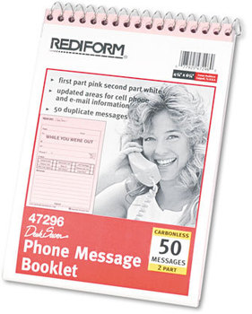 Rediform® Desk Saver Line™ Wirebound Message Book,  4 1/4 x 6 1/4, Two-Part, 50 Forms