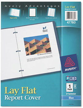 Avery® Lay Flat View Report Cover with Flexible Fastener 0.5" Capacity, 8.5 x 11, Clear/Blue