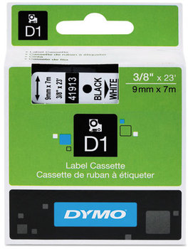 DYMO® D1 Polyester High-Performance Labels,  3/8" x 23 ft, Black on White