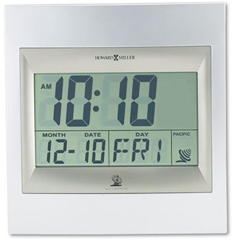 Howard Miller® TechTime II Radio-Controlled LCD Wall or Table Alarm Clock,  8-3/4"W x 1"D x 9-1/4"H