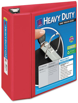 Avery® Heavy-Duty View Binder with DuraHinge® and One Touch EZD® Rings Locking 3 5" Capacity, 11 x 8.5, Red