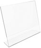 A Picture of product DEF-66701 deflecto® Slanted Desktop Sign Holder,  Plastic, 11 x 8 1/2, Clear