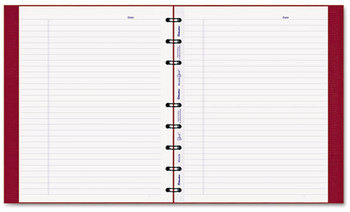 Blueline® MiracleBind™ Notebook,  College/Margin, 9 1/4 x 7 1/4, White, Red Cover, 75 Sheets