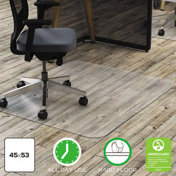 deflecto® Clear Polycarbonate All Day Use Chair Mat,  45 x 53