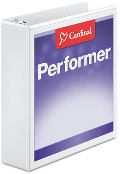 Cardinal® Performer™ ClearVue™ Slant-D® Ring Binder,  2" Cap, 11 x 8 1/2, White