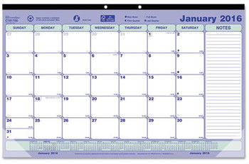 Brownline® Monthly Desk Pad Calendar 17.75 x 10.88, White/Blue/Green Sheets, Black Binding, Clear Corners, 12-Month (Jan to Dec): 2025