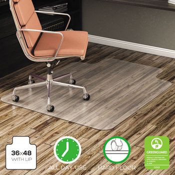 deflecto® EconoMat® Non-Studded Anytime Use Chairmat for Hard Floors,  36 x 48 w/Lip, Clear