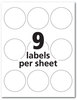 A Picture of product AVE-22830 Avery® Round Print-to-the-Edge Labels with Sure Feed® Print-to-the Edge SureFeed, 2.5" dia, Glossy White, 90/PK