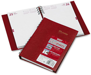 Brownline® CoilPro™ Ruled Daily Planner 8.25 x 5.75, Red Cover, 12-Month (Jan to Dec): 2024