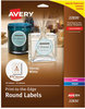 A Picture of product AVE-22830 Avery® Round Print-to-the-Edge Labels with Sure Feed® Print-to-the Edge SureFeed, 2.5" dia, Glossy White, 90/PK