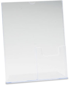 deflecto® Superior Image® Slanted Sign Holder with Pocket,  8-1/2w x 11h, Clear