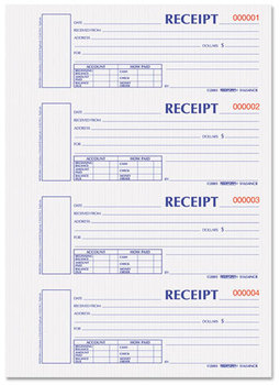 Rediform® Durable Hardcover Numbered Money Receipt Book,  2 3/4 x 6-7/8, Two-Part, 300 Forms