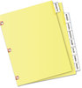 A Picture of product AVE-23285 Avery® Insertable Big Tab™ Dividers 8-Tab, Double-Sided Gold Edge Reinforcing, 11 x 8.5, Buff, Clear Tabs, 1 Set