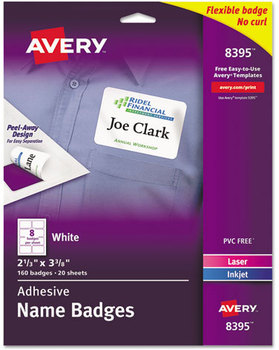Avery® Flexible Adhesive Name Badge Labels 3.38 x 2.33, White, 160/Pack