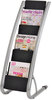 A Picture of product ABA-DDEXPO6 Alba™ Literature Floor Display Rack 6 Pocket, 13.33w x 19.67d 36.67h, Silver Gray/Black