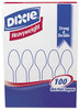 A Picture of product DXE-TH207 Dixie® Plastic Cutlery,  Heavyweight Teaspoons, White, 100/Box, 1,000 per case.